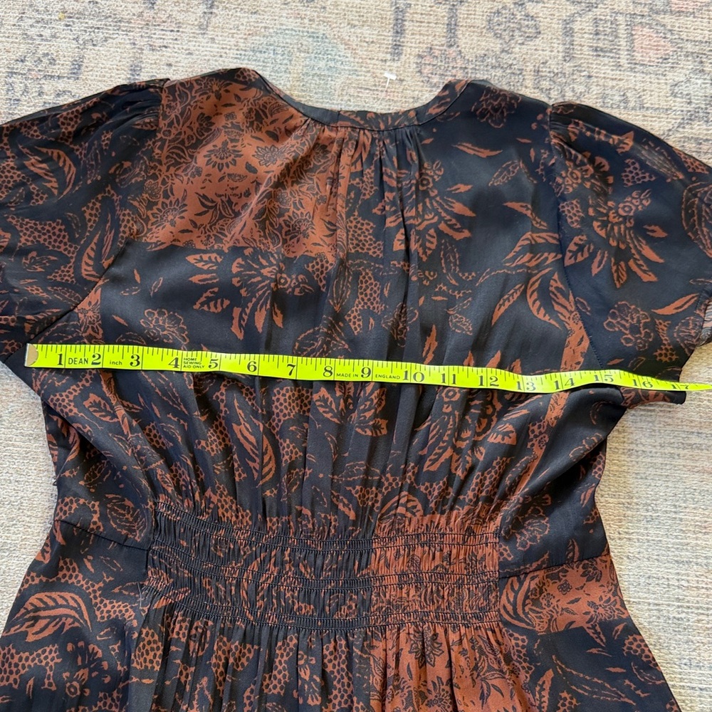 Avah Women's Black & Rust Floral Tiered Midi Dress size small - Picture 8 of 11